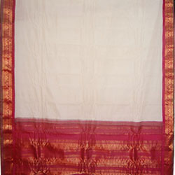 Click Here For Bigger Zoom - Half White Colour Gadwal Cotton Saree GCS-3